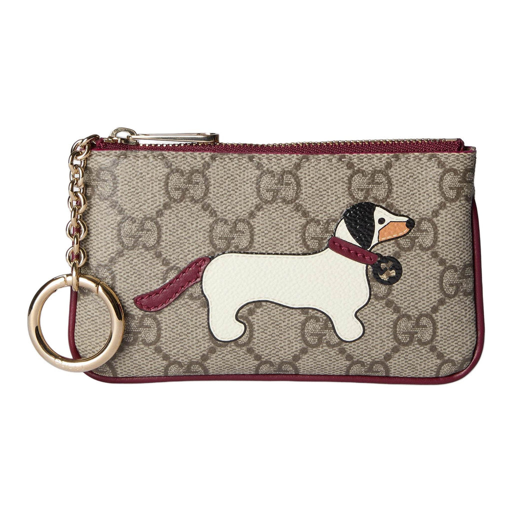 GUCCI Unisex Beige & Brown Dog Detail Coin & Key Pouch | 818768