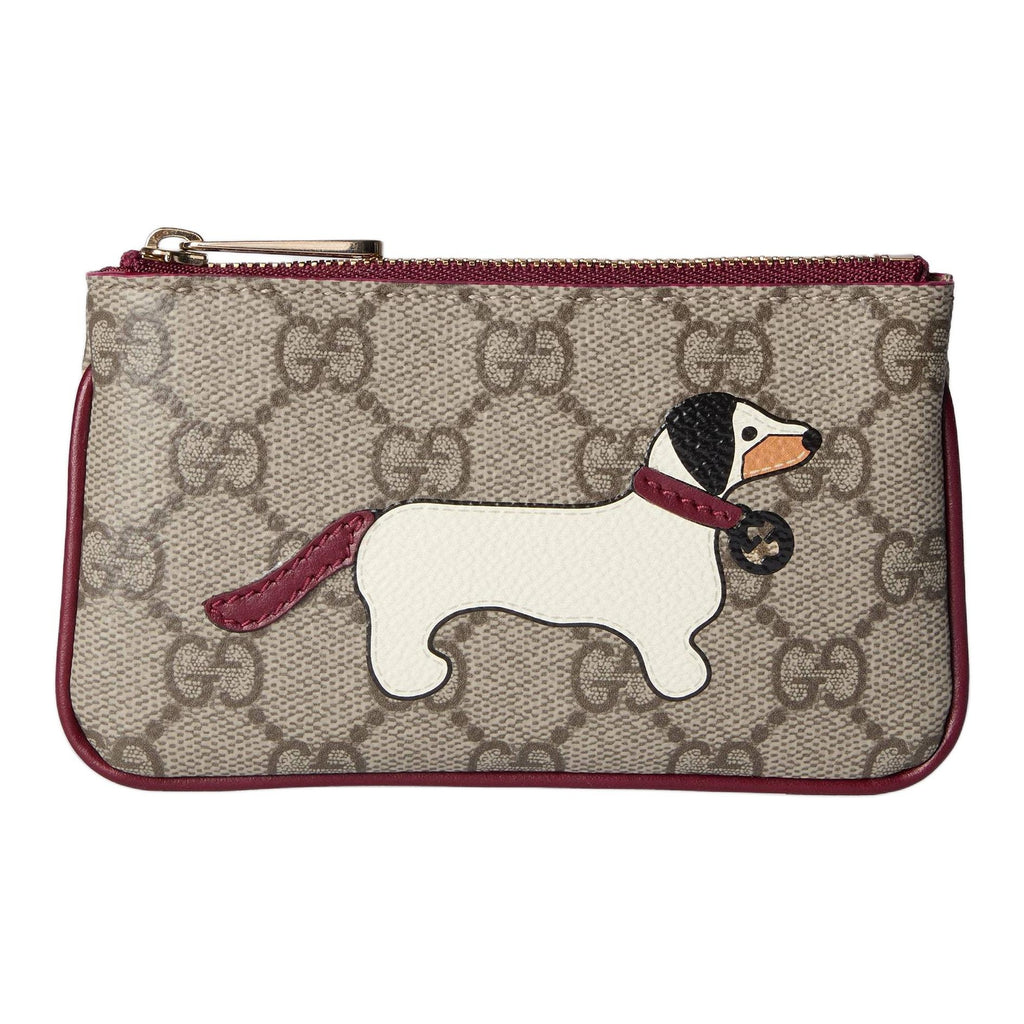 GUCCI Unisex Beige & Brown Dog Detail Coin & Key Pouch | 818768