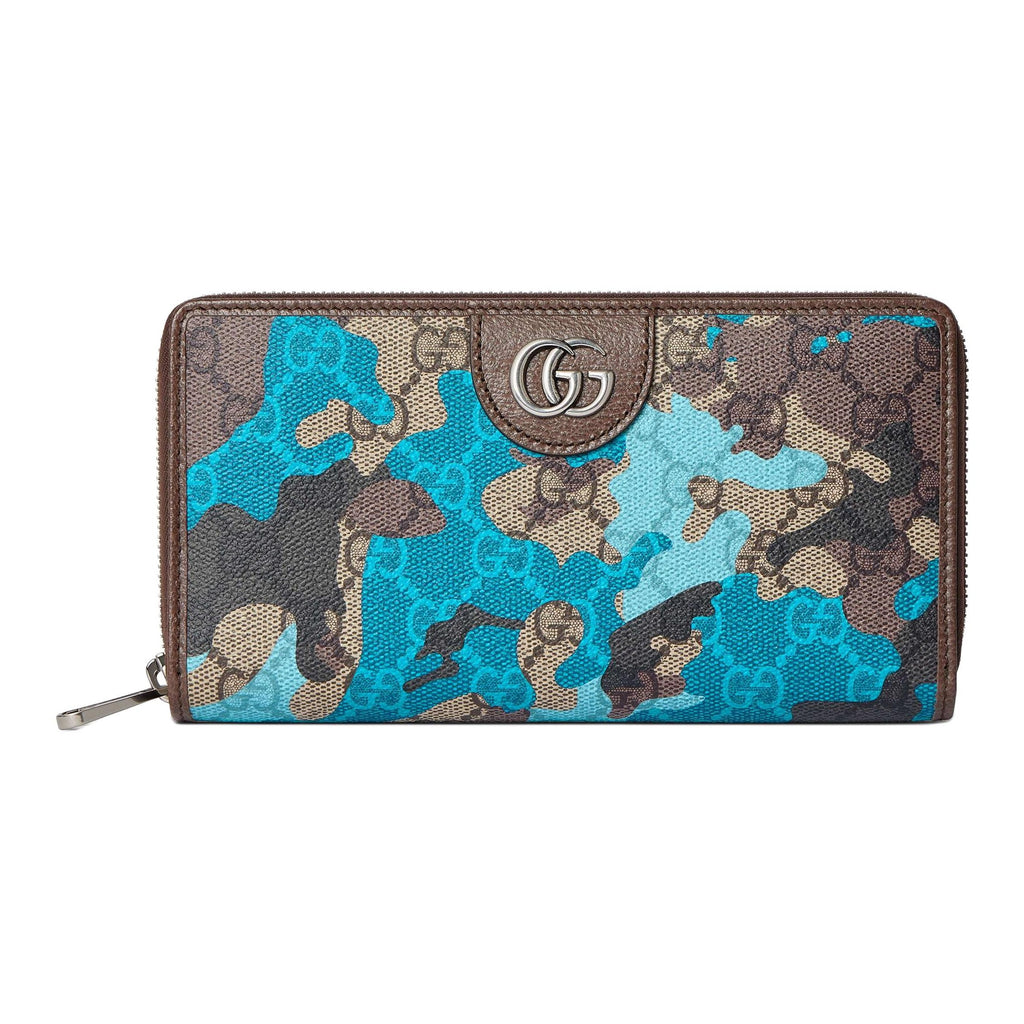 GUCCI Women's Light Blue Camo GG Coated Fabric Wallet | 834694