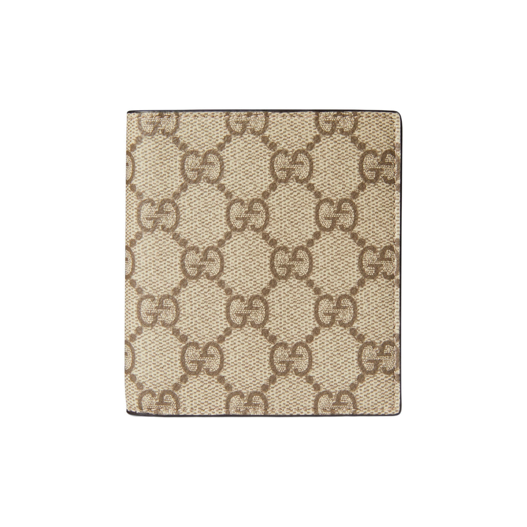 GUCCI Men's Beige & Dark Brown Logo Coated Fabric Wallet | 821206