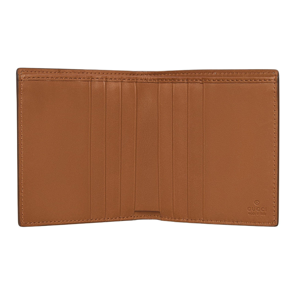 GUCCI Men's Beige & Dark Brown Logo Coated Fabric Wallet | 821206