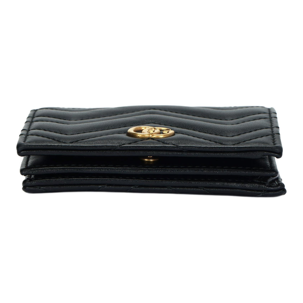 GUCCI GG Marmont Women's Black Quilted Leather Bifold Wallet | 466492