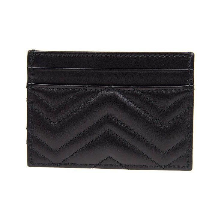 GUCCI GG Marmont Women's Black Quilted Leather Card Holder | 443127