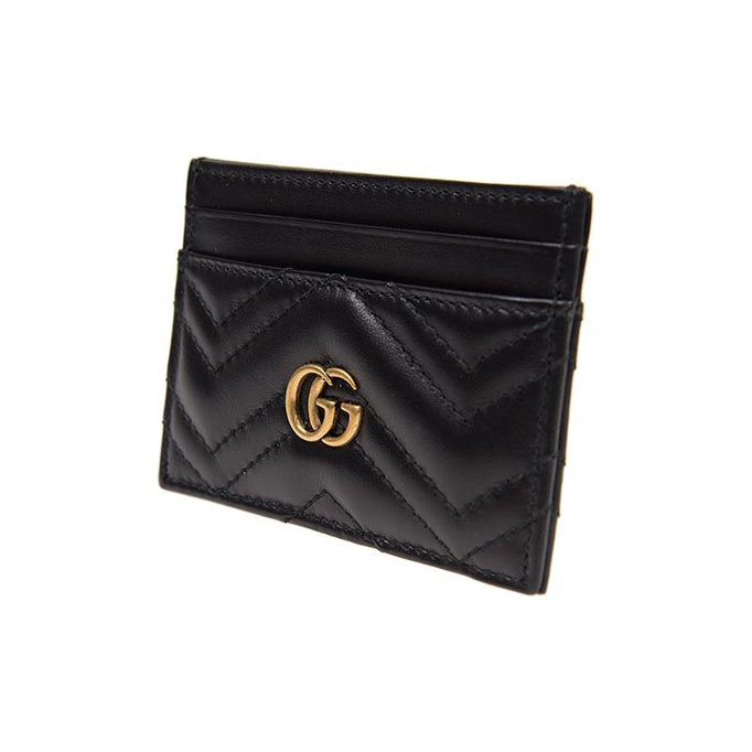 GUCCI GG Marmont Women's Black Quilted Leather Card Holder | 443127