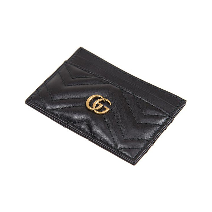GUCCI GG Marmont Women's Black Quilted Leather Card Holder | 443127