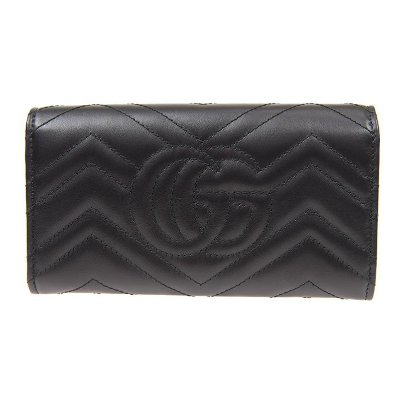 GUCCI GG Marmont Women's Black Quilted Leather Long Wallet | 443436