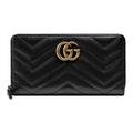 GUCCI GG Marmont Women's Black Quilted Faux Leather Zip Wallet | 443123