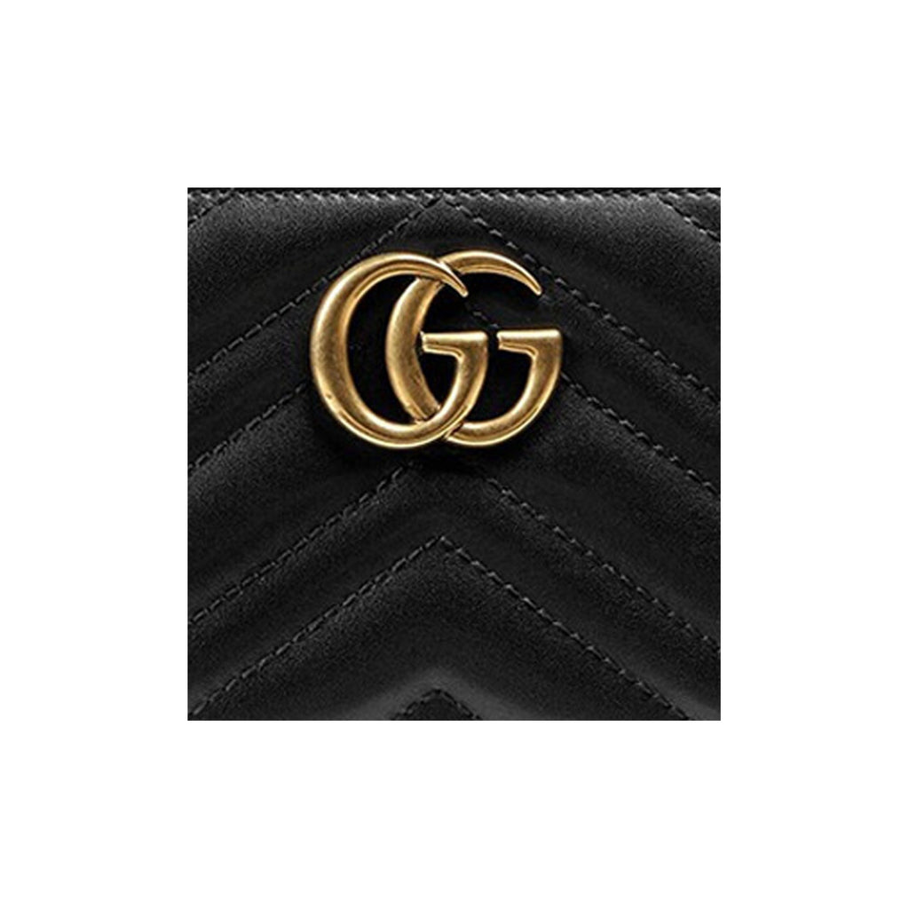 GUCCI GG Marmont Women's Black Quilted Faux Leather Zip Wallet | 443123