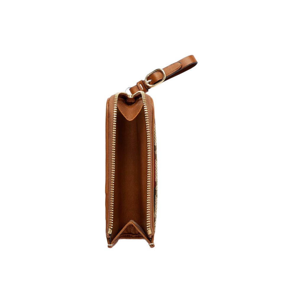 GUCCI GG Emblem Women's Beige & Brown Canvas Zip Card Holder | 821804