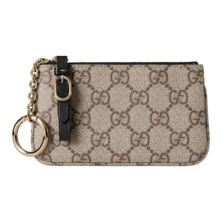 GUCCI GG Emblem Women's Brown & Black Coated Canvas Key Pouch | 819113