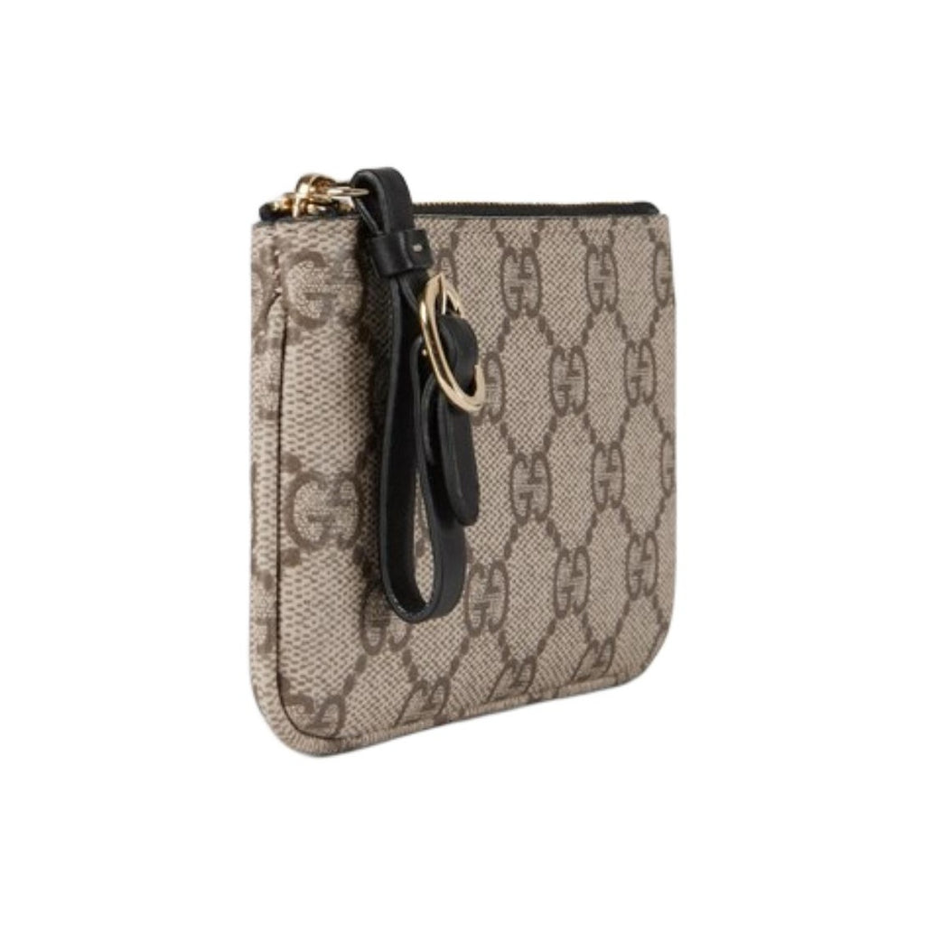 GUCCI GG Emblem Women's Brown & Black Coated Canvas Key Pouch | 819113
