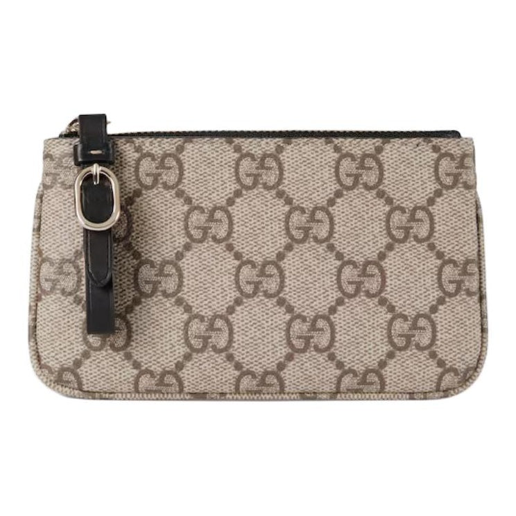 GUCCI GG Emblem Women's Brown & Black Coated Canvas Key Pouch | 819113