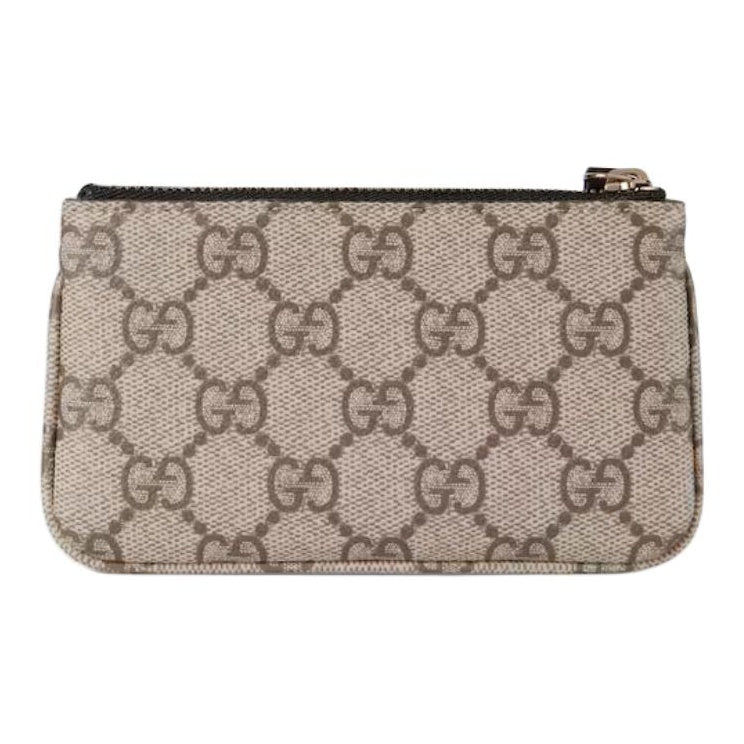 GUCCI GG Emblem Women's Brown & Black Coated Canvas Key Pouch | 819113