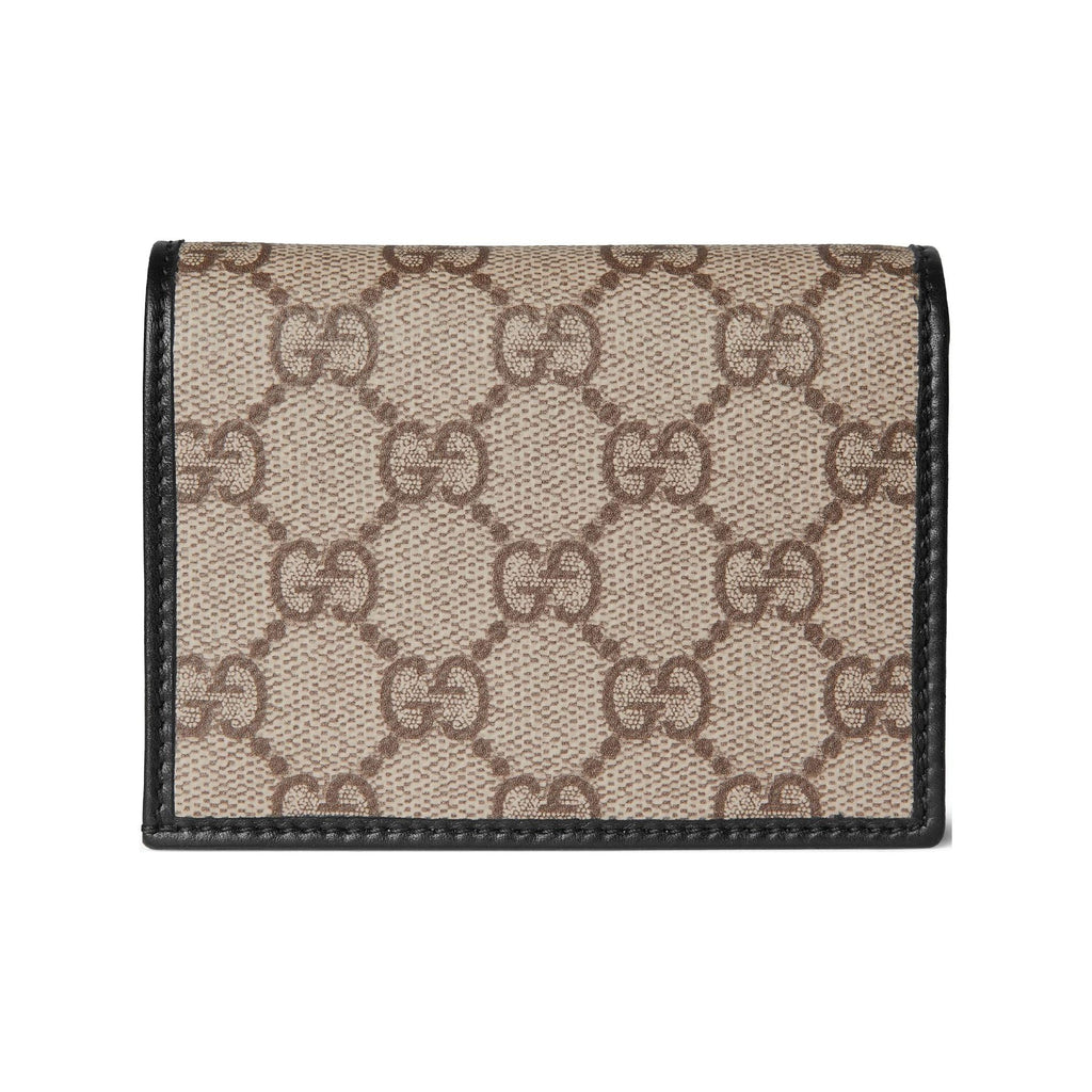 GUCCI Horsebit Women's Beige & Dark Brown GG Fabric Card Holder | 621887