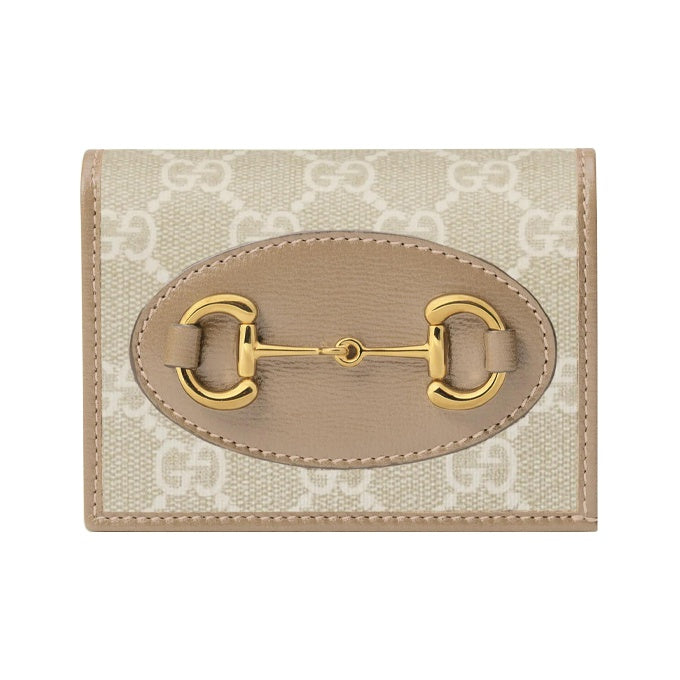 GUCCI Women's Double G Beige & White Canvas Compact Coin Wallet | 621887