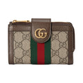 GUCCI Ophidia Women's Brown & Ebony Canvas & Leather Coin Wallet | 725662