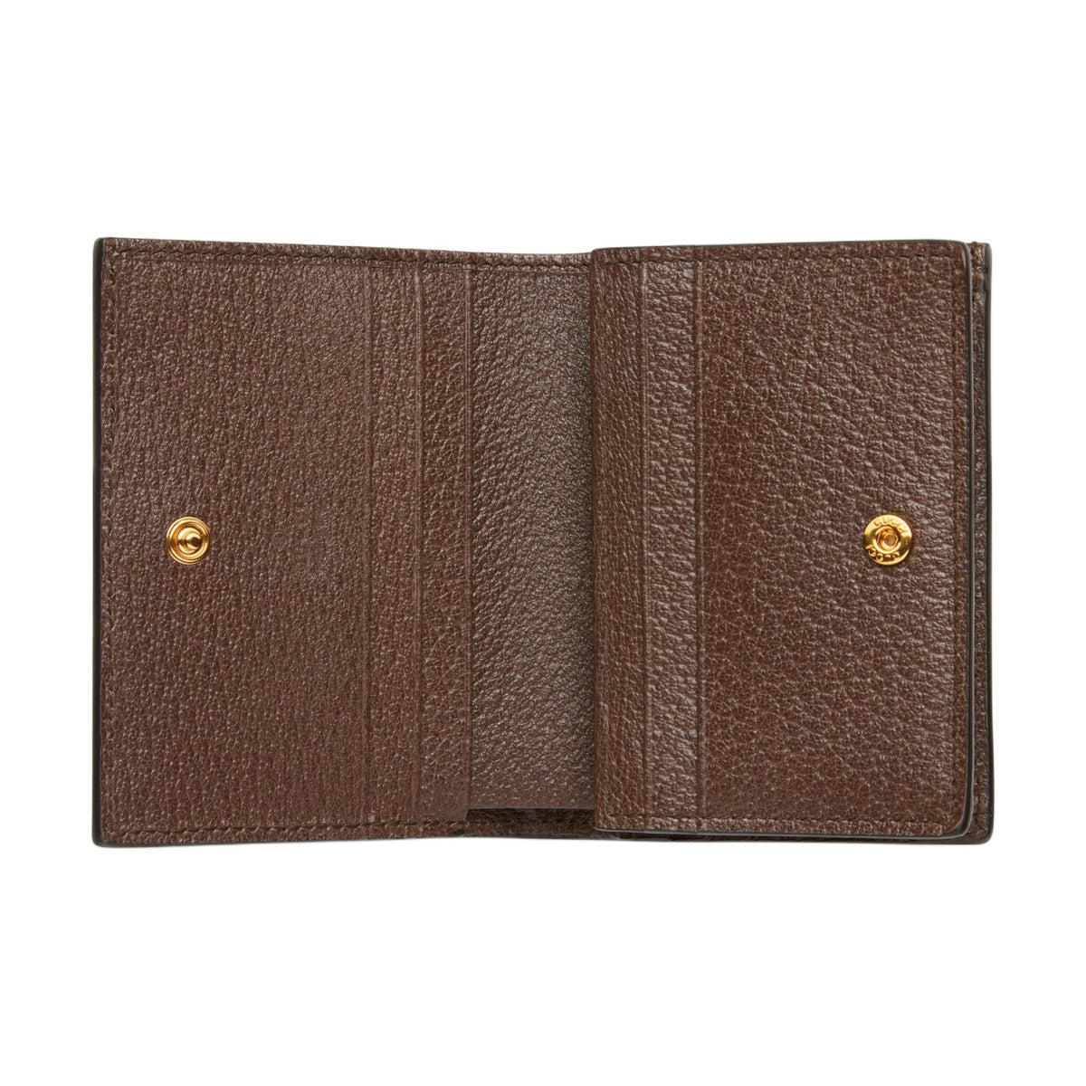 GUCCI Ophidia Women's Ebony & Brown Canvas & Leather Compact Flap Wallet | 523155