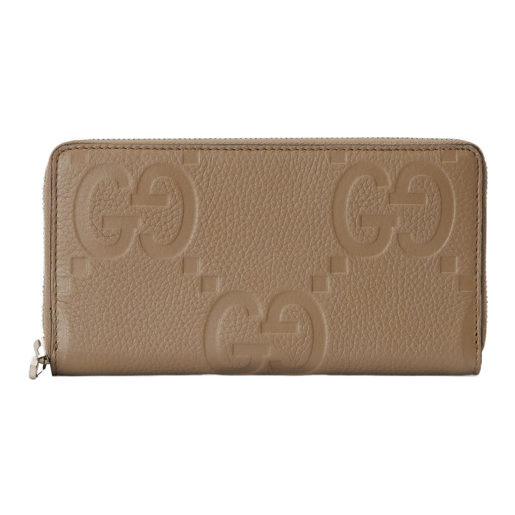 GUCCI Men's Taupe Leather Zip Wallet with Double G Logo | 739484