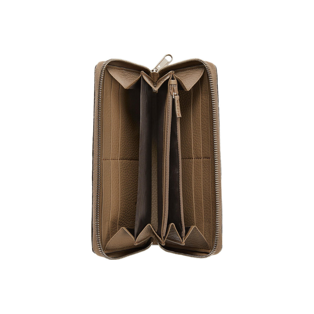 GUCCI Men's Taupe Leather Zip Wallet with Double G Logo | 739484