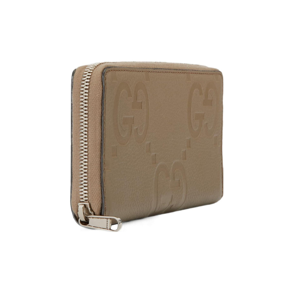 GUCCI Men's Taupe Leather Zip Wallet with Double G Logo | 739484