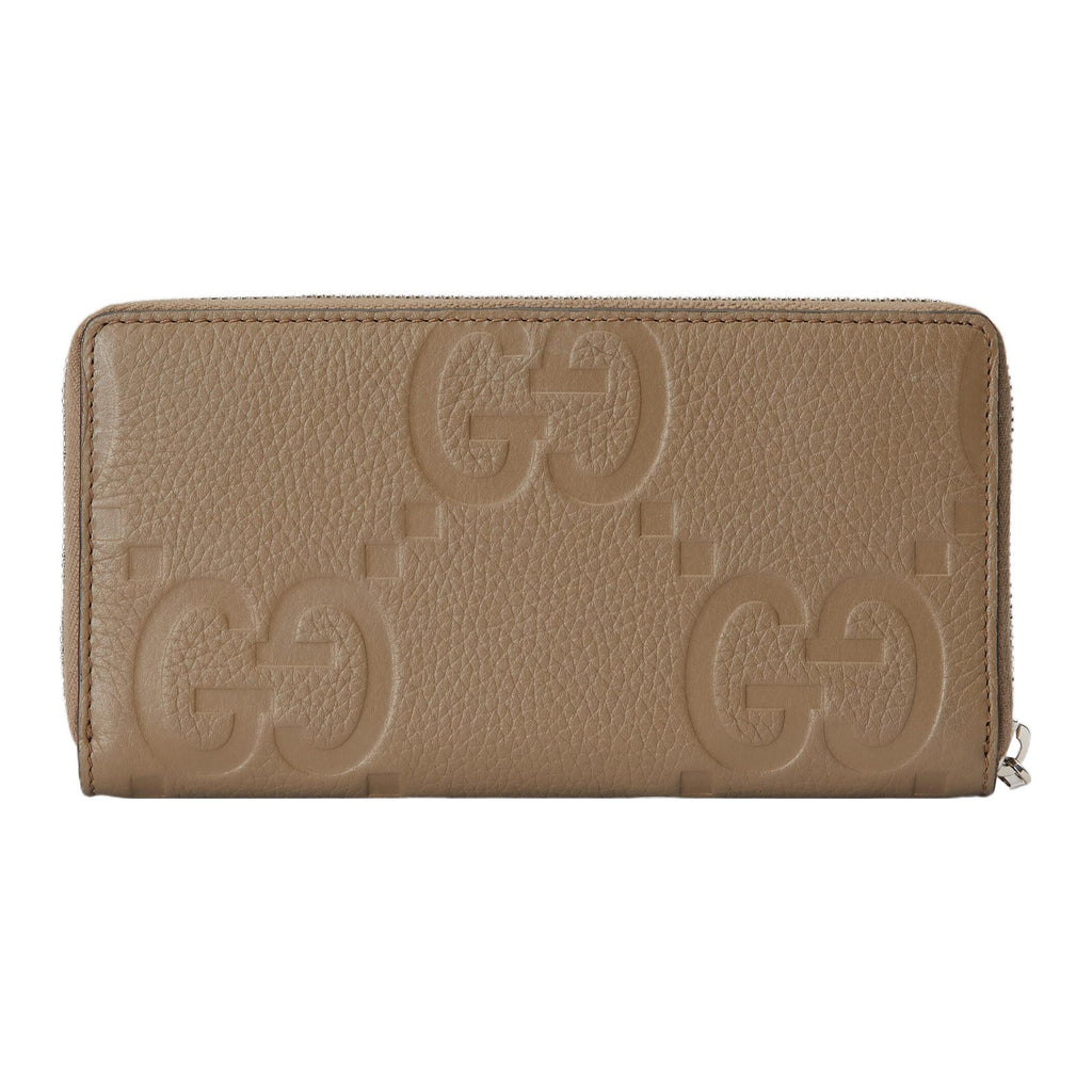 GUCCI Men's Taupe Leather Zip Wallet with Double G Logo | 739484