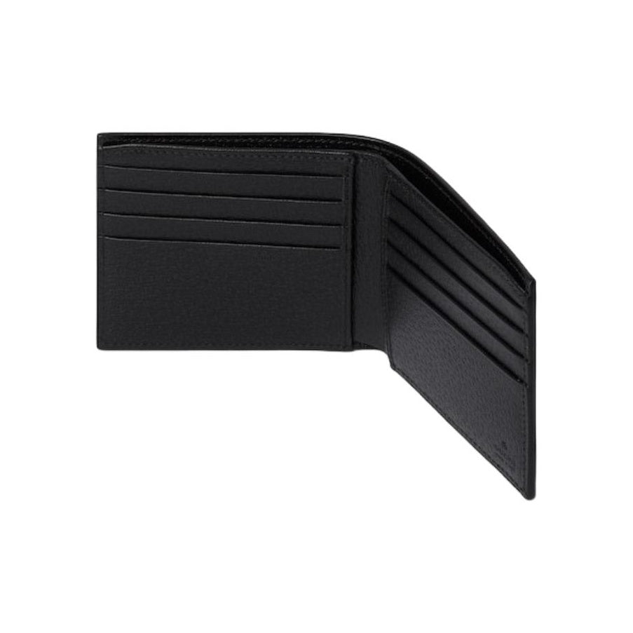 GUCCI Unisex Black Leather Small Flap Card Holder with Logo Print | 795480