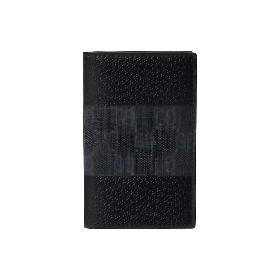 GUCCI Unisex Black Leather Card Holder with Classic Logo Print | 806151