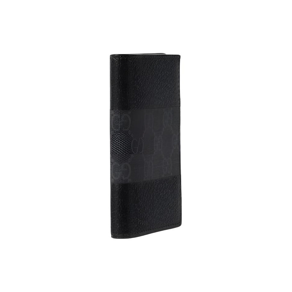 GUCCI Unisex Black Leather Card Holder with Classic Logo Print | 806151