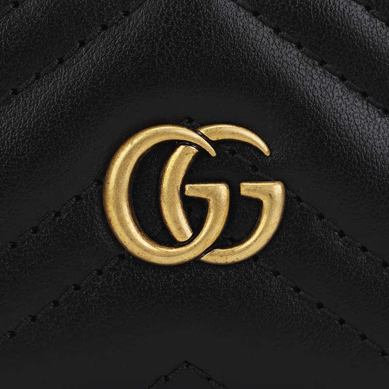 GUCCI GG Marmont Women's Black Quilted Leather Coin & Card Pouch | 627064