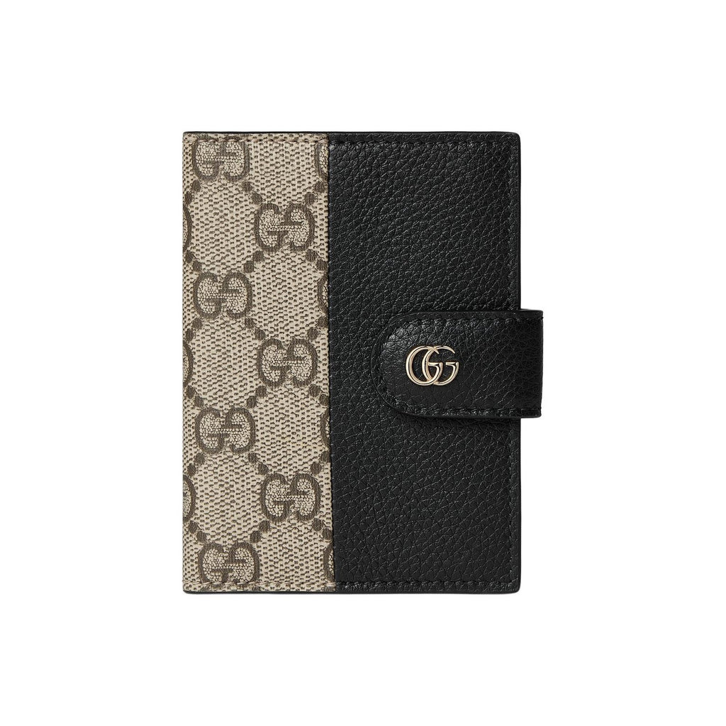 GUCCI GG Marmont Unisex Black Two-Tone Canvas & Leather Card Holder | 855484