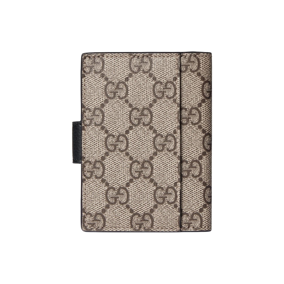 GUCCI GG Marmont Unisex Black Two-Tone Canvas & Leather Card Holder | 855484