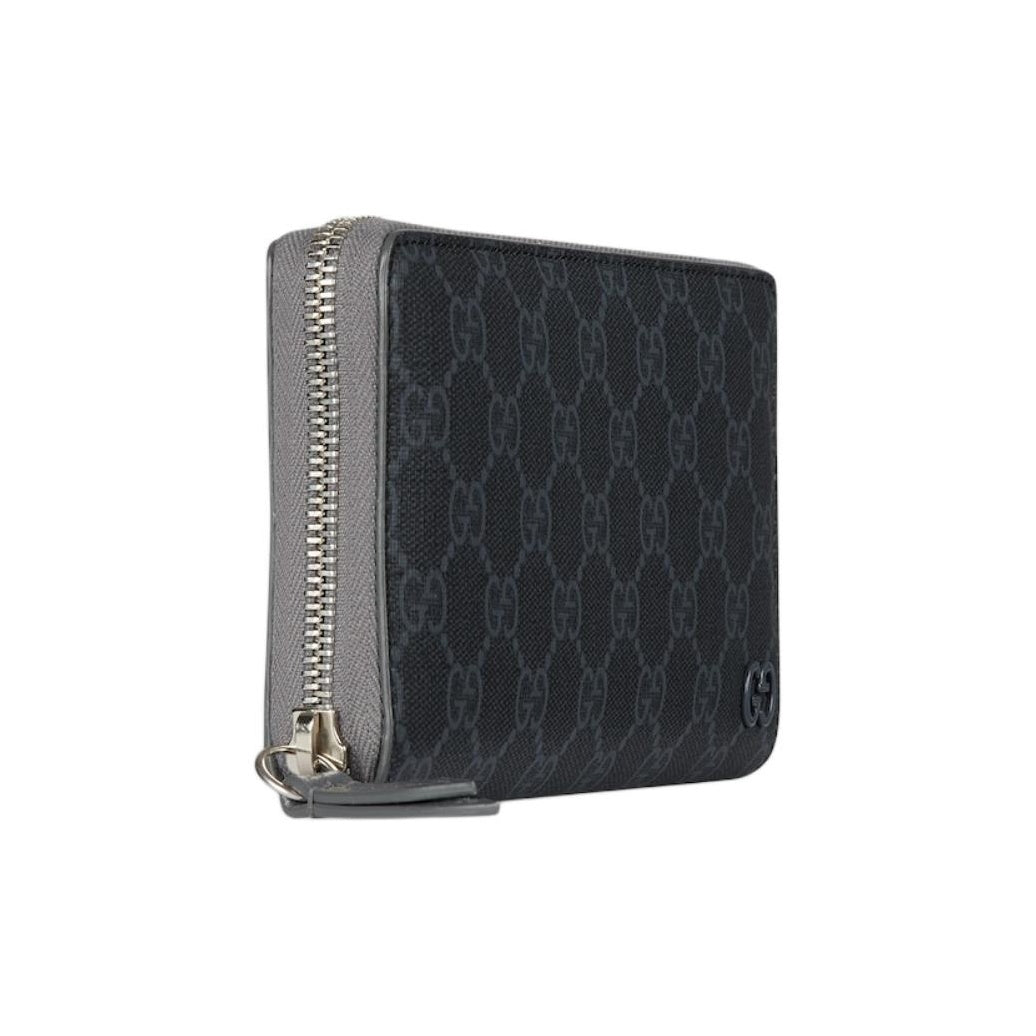 GUCCI GG Supreme Men's Black Leather Wallet with Ceramic GG Detail | 856562