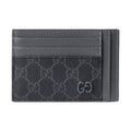 GUCCI GG Supreme Women's Gray-Blue Leather Card Holder with Ceramic-Effect GG | 856561