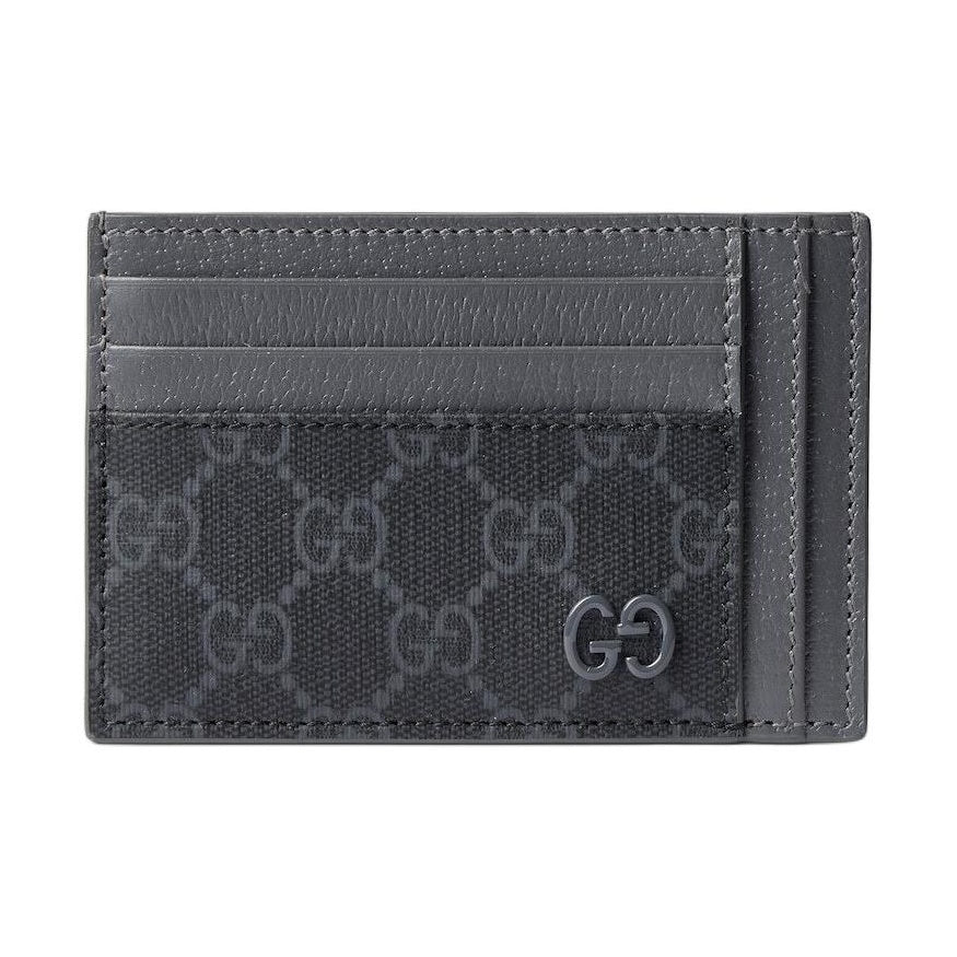GUCCI GG Supreme Women's Gray-Blue Leather Card Holder with Ceramic-Effect GG | 856561