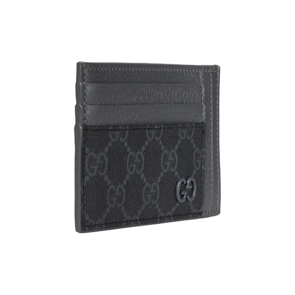 GUCCI GG Supreme Women's Gray-Blue Leather Card Holder with Ceramic-Effect GG | 856561