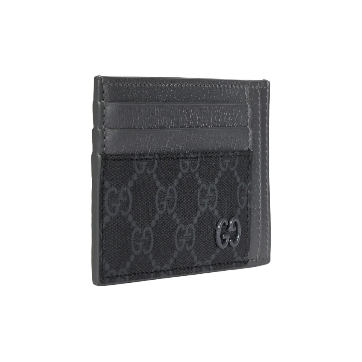 GUCCI GG Supreme Women's Gray-Blue Leather Card Holder with Ceramic-Effect GG | 856561