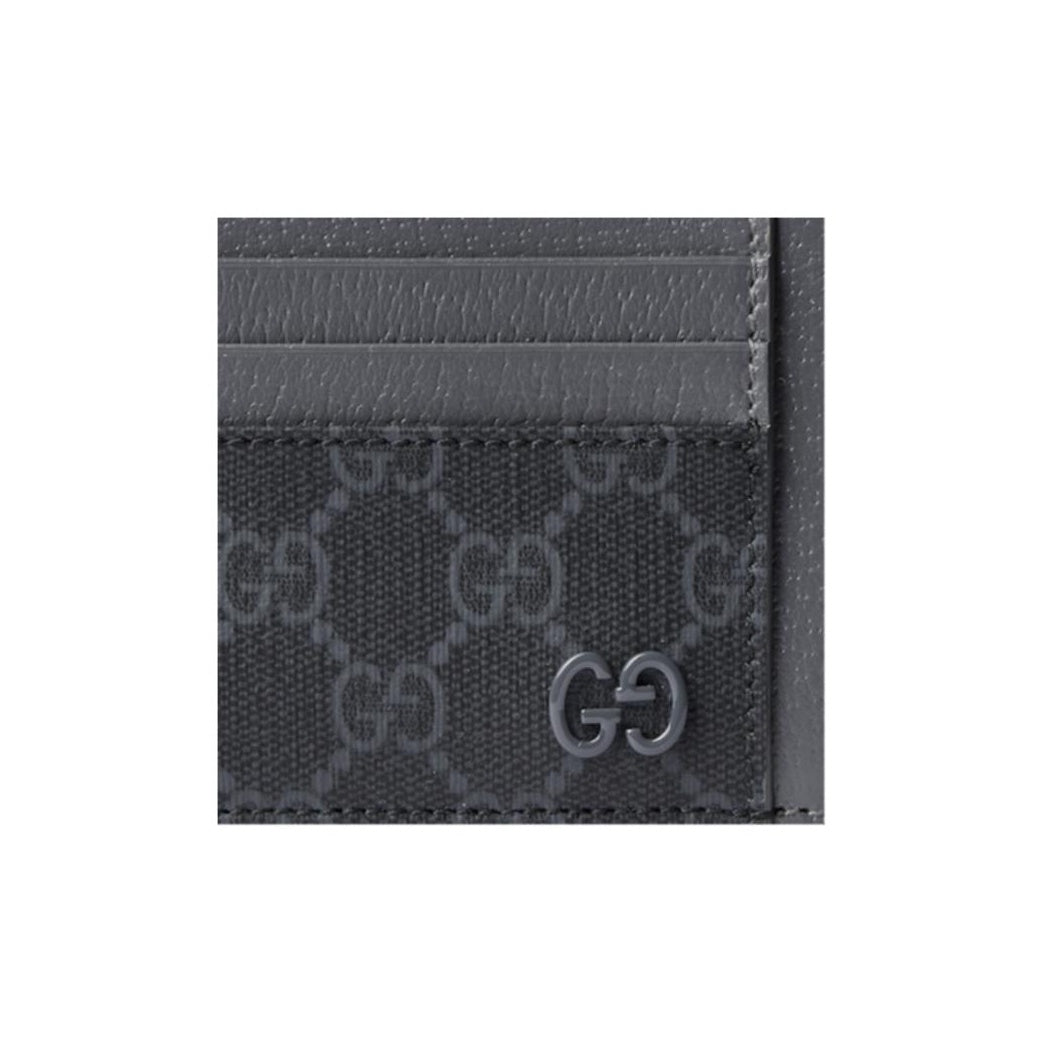 GUCCI GG Supreme Women's Gray-Blue Leather Card Holder with Ceramic-Effect GG | 856561