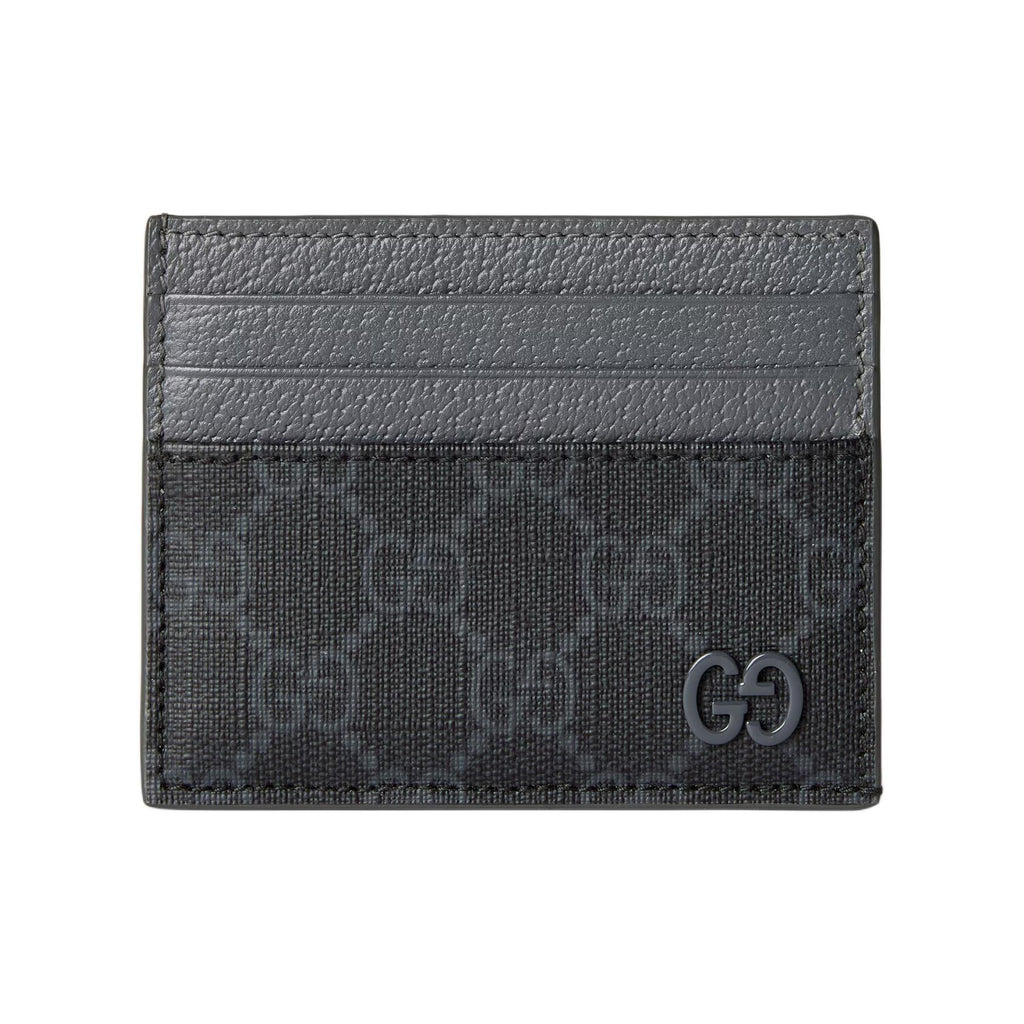 GUCCI Unisex Black Supreme Canvas Card Holder with Brand Logo | 795230