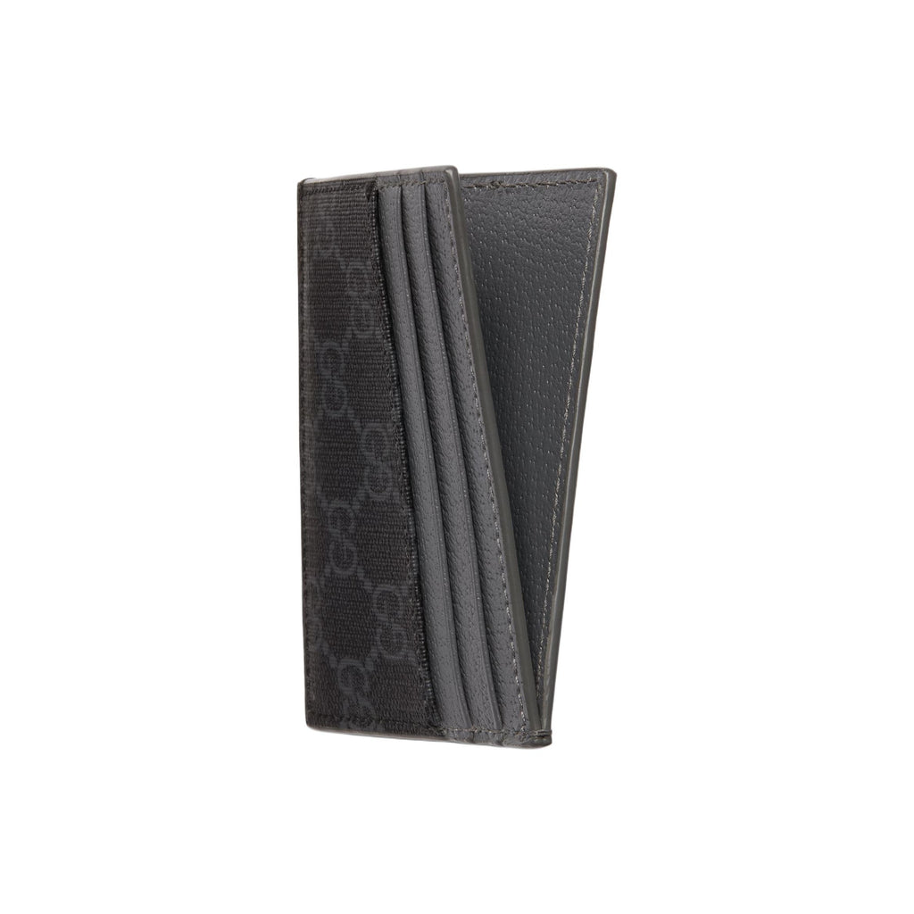 GUCCI Unisex Black Supreme Canvas Card Holder with Brand Logo | 795230