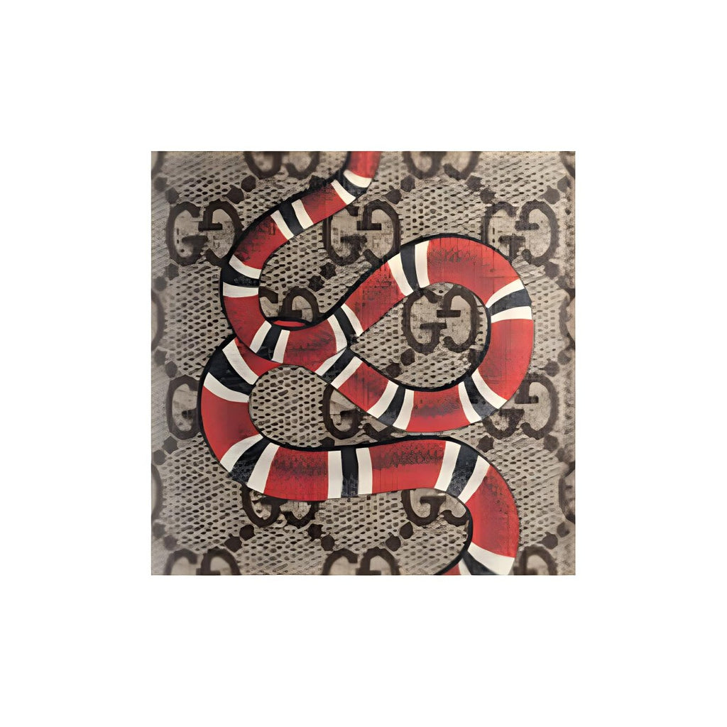 GUCCI Men's Ebony & Black Canvas & Leather Snake Print Long Bifold Wallet | 459456