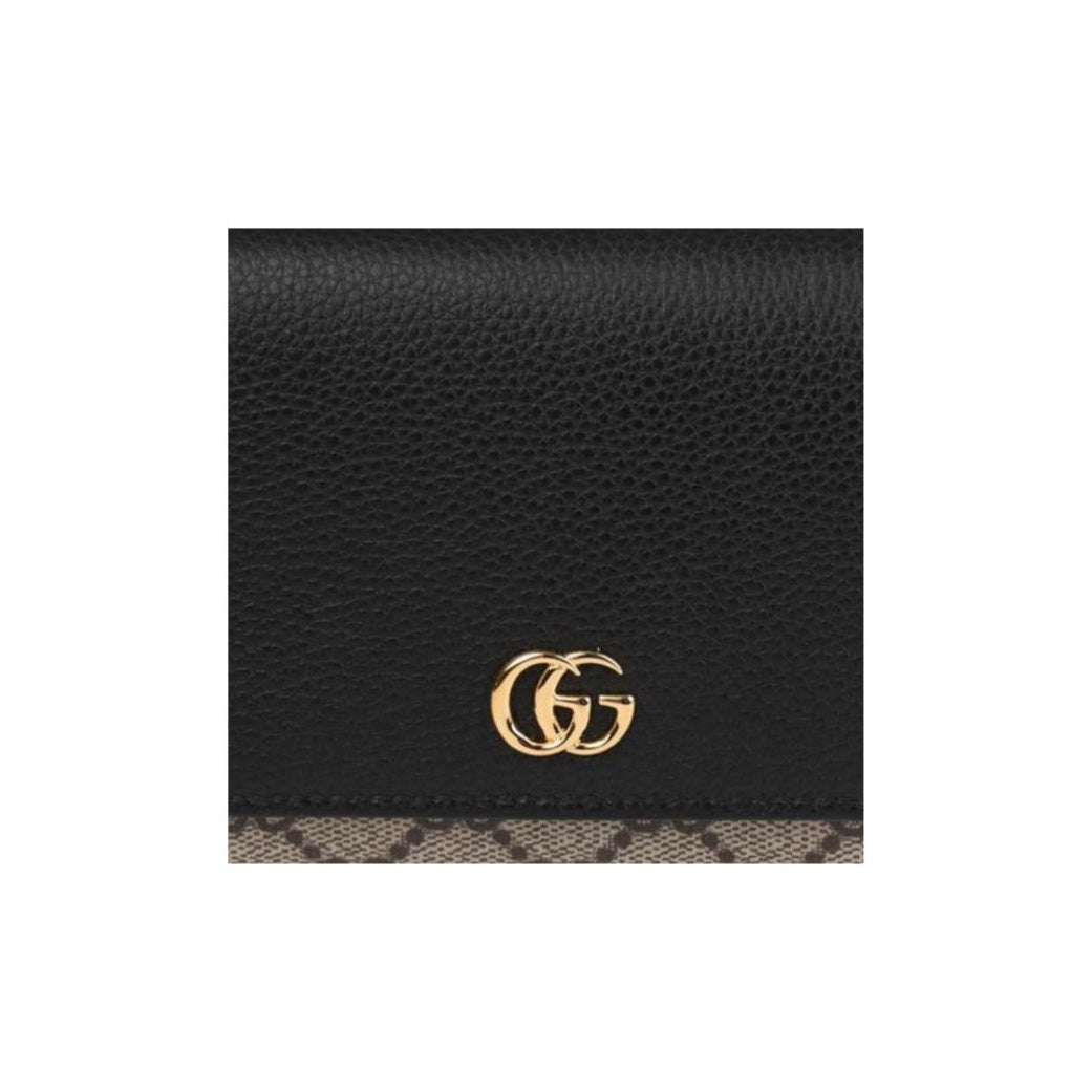 GUCCI GG Marmont Unisex Black & Beige GG Supreme & Leather Wallet | 598587