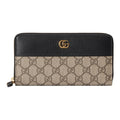 GUCCI Marmont Women's Ebony & Black Canvas & Leather Long Zip Wallet | 456117