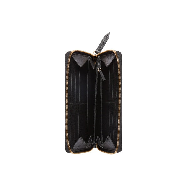 GUCCI Marmont Women's Ebony & Black Canvas & Leather Long Zip Wallet | 456117