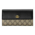 GUCCI Women's Black & Ebony Canvas & Leather Long Snap Wallet | 456116