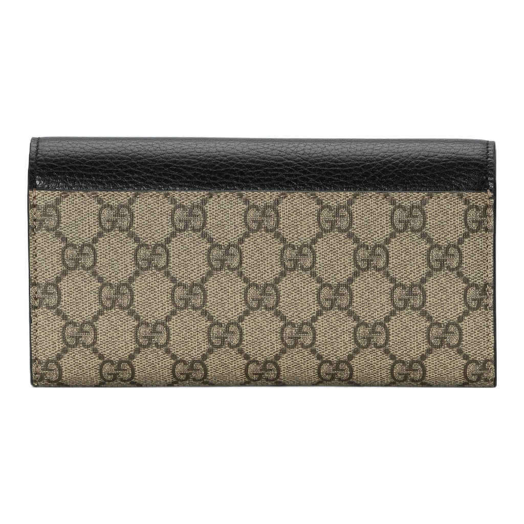 GUCCI Women's Black & Ebony Canvas & Leather Long Snap Wallet | 456116