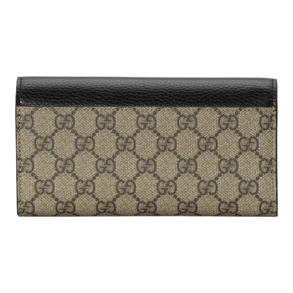 GUCCI Women's Black & Ebony Canvas & Leather Long Snap Wallet | 456116