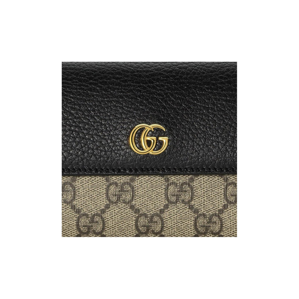 GUCCI Women's Black & Ebony Canvas & Leather Long Snap Wallet | 456116