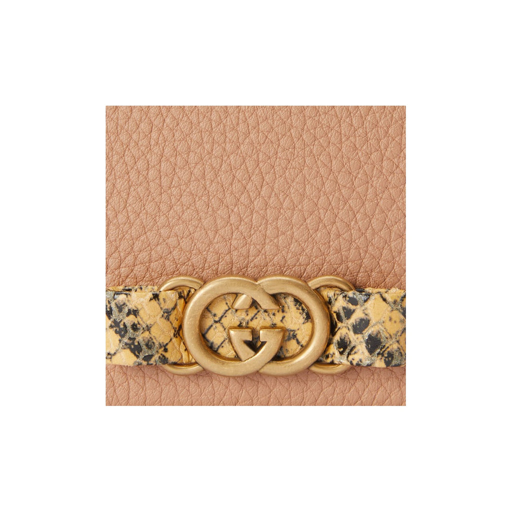 GUCCI Women's Rose Beige Python Skin Wallet with Antiqued Interlocking G | 746059