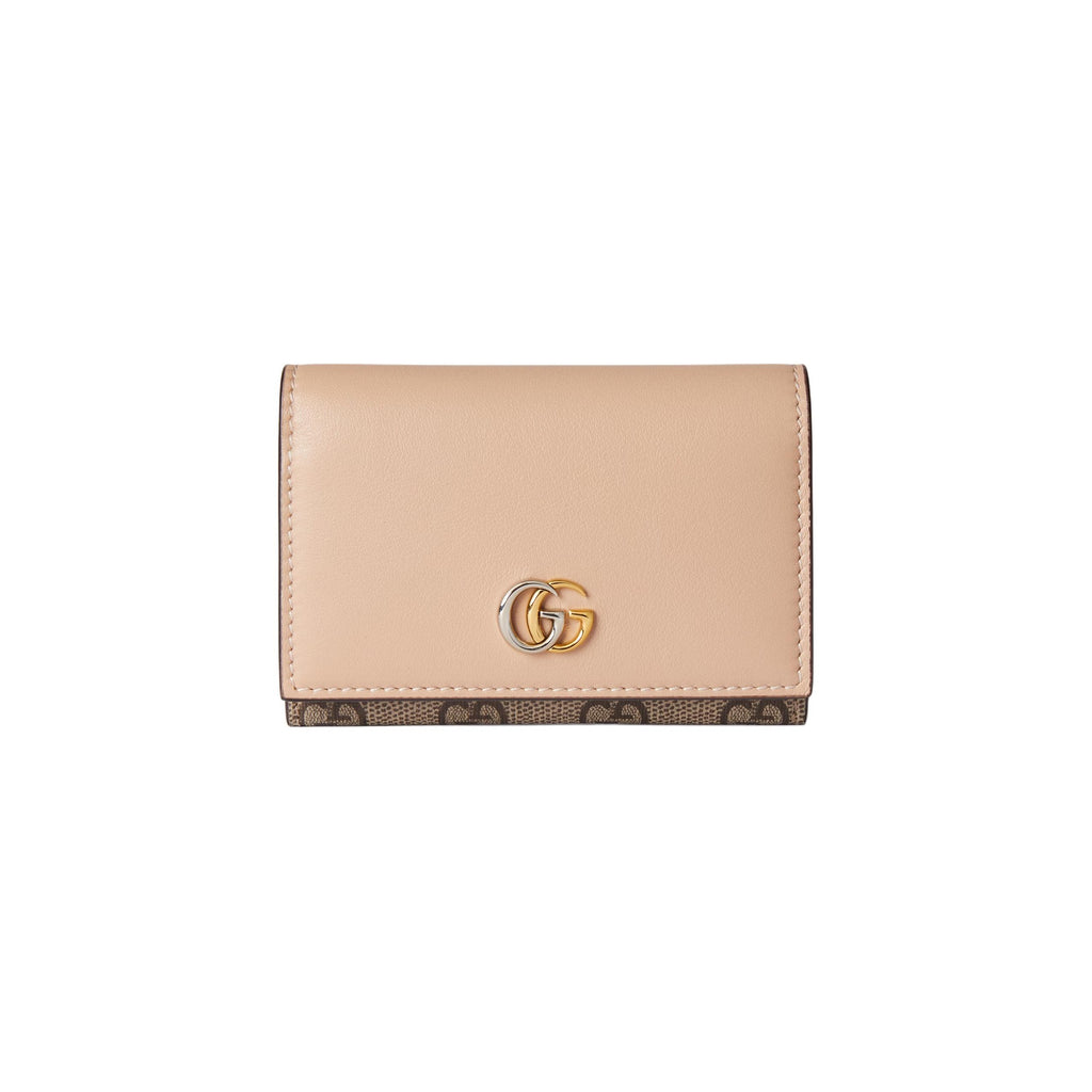 GUCCI GG Marmont Women's Beige & Ebony Supreme Canvas Snap Wallet | 790067