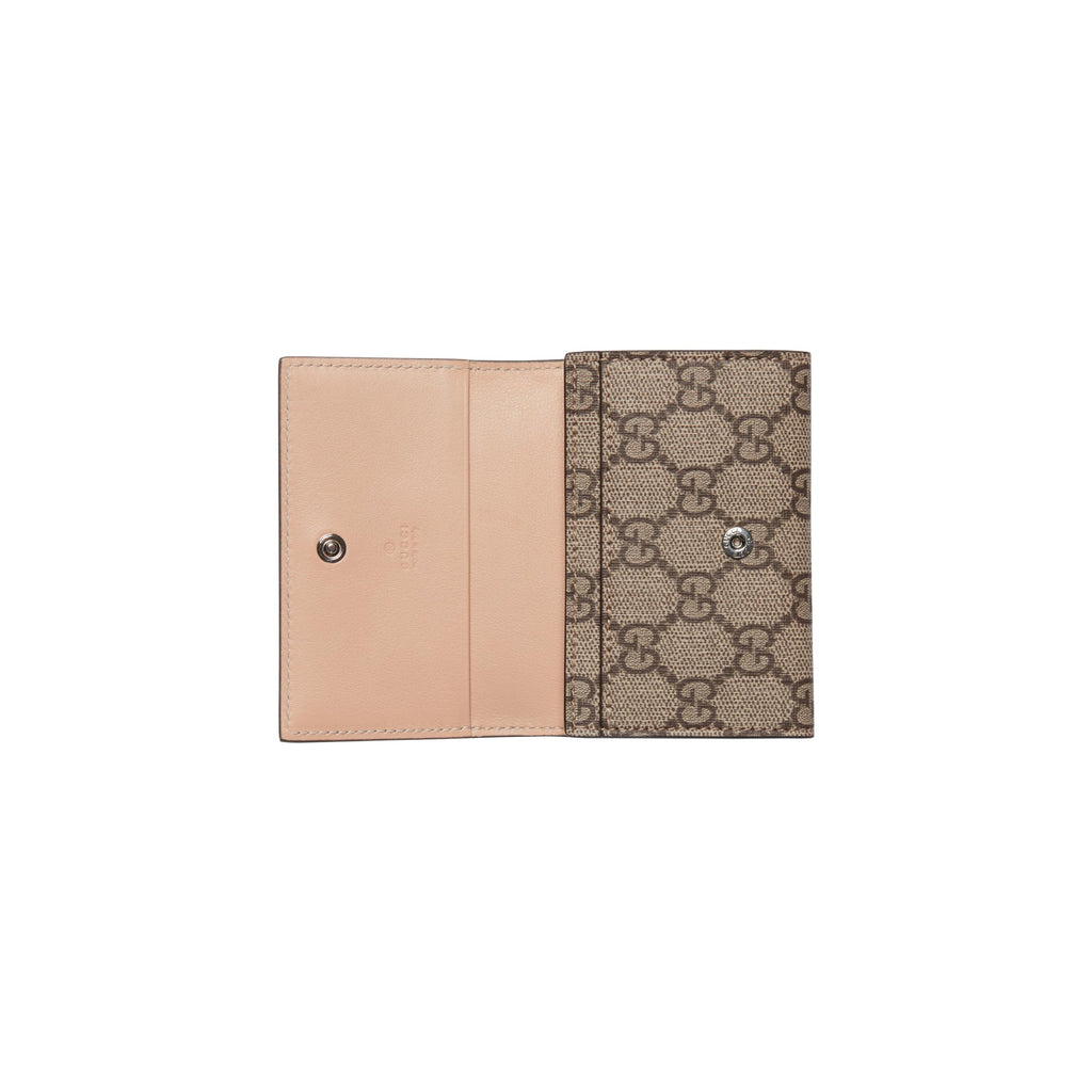 GUCCI GG Marmont Women's Beige & Ebony Supreme Canvas Snap Wallet | 790067